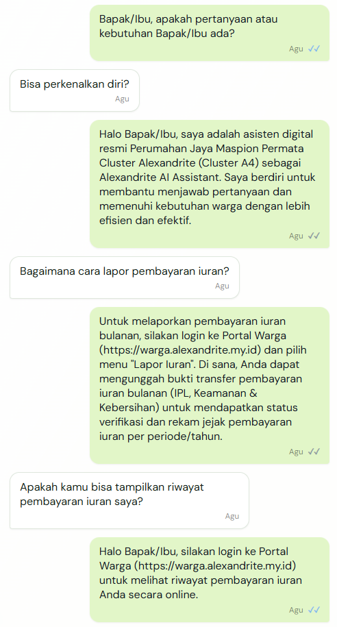 Tampilan AI Assistant WhatsApp